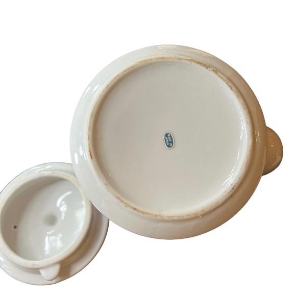 Imari Style Ware Tea Pot Gold Lined Wicker Handle - Picture 7 of 8